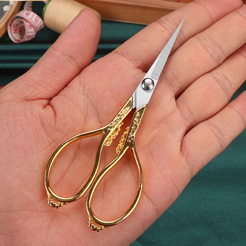 Retro Stainless Steel Tailor Scissors – Crane-Shaped Small Embroidery & Cross-Stitch Scissors for DIY Crafts and Home Use