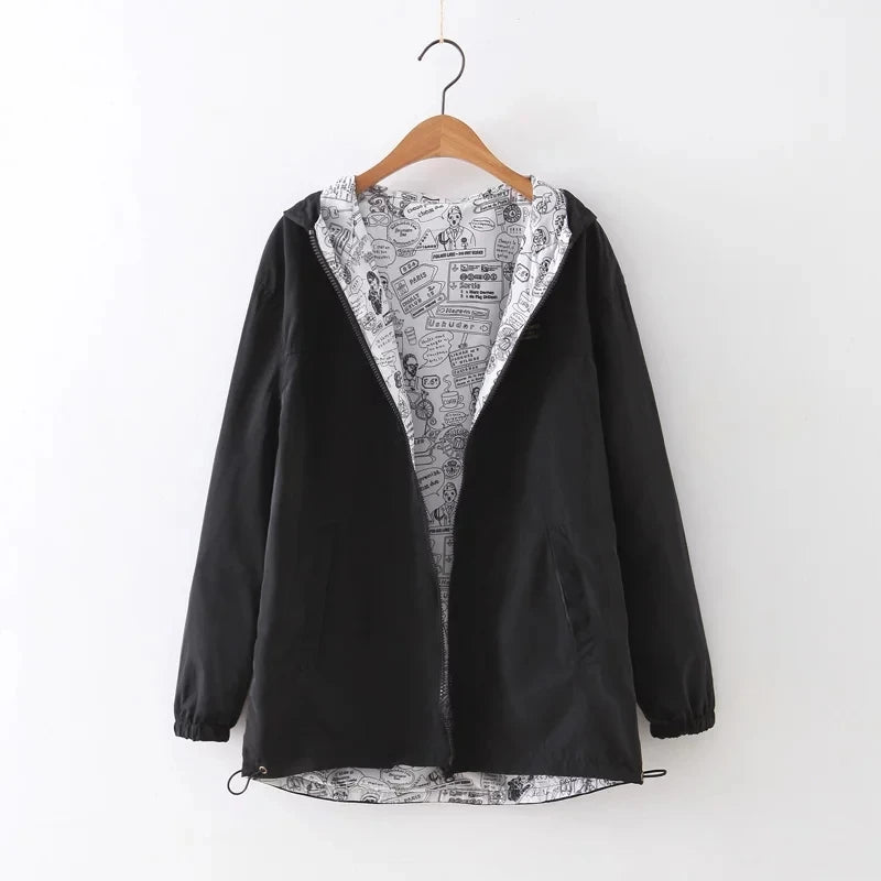 Spring Hot Sale – Women’s Reversible Hooded Windbreaker Jacket