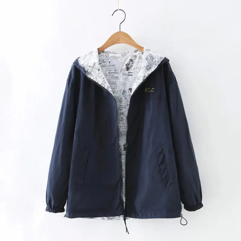 Spring Hot Sale – Women’s Reversible Hooded Windbreaker Jacket