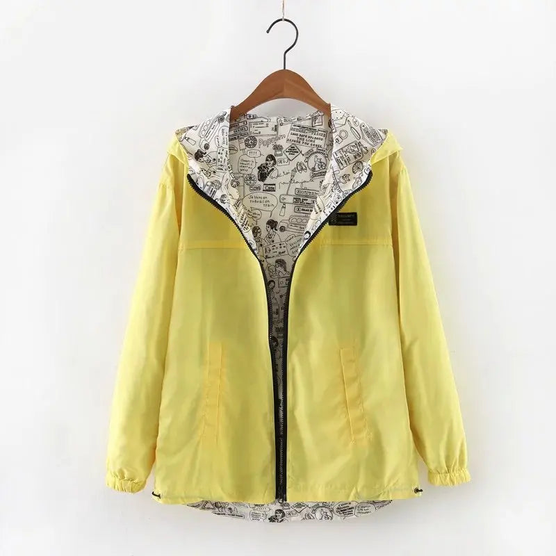 Spring Hot Sale – Women’s Reversible Hooded Windbreaker Jacket