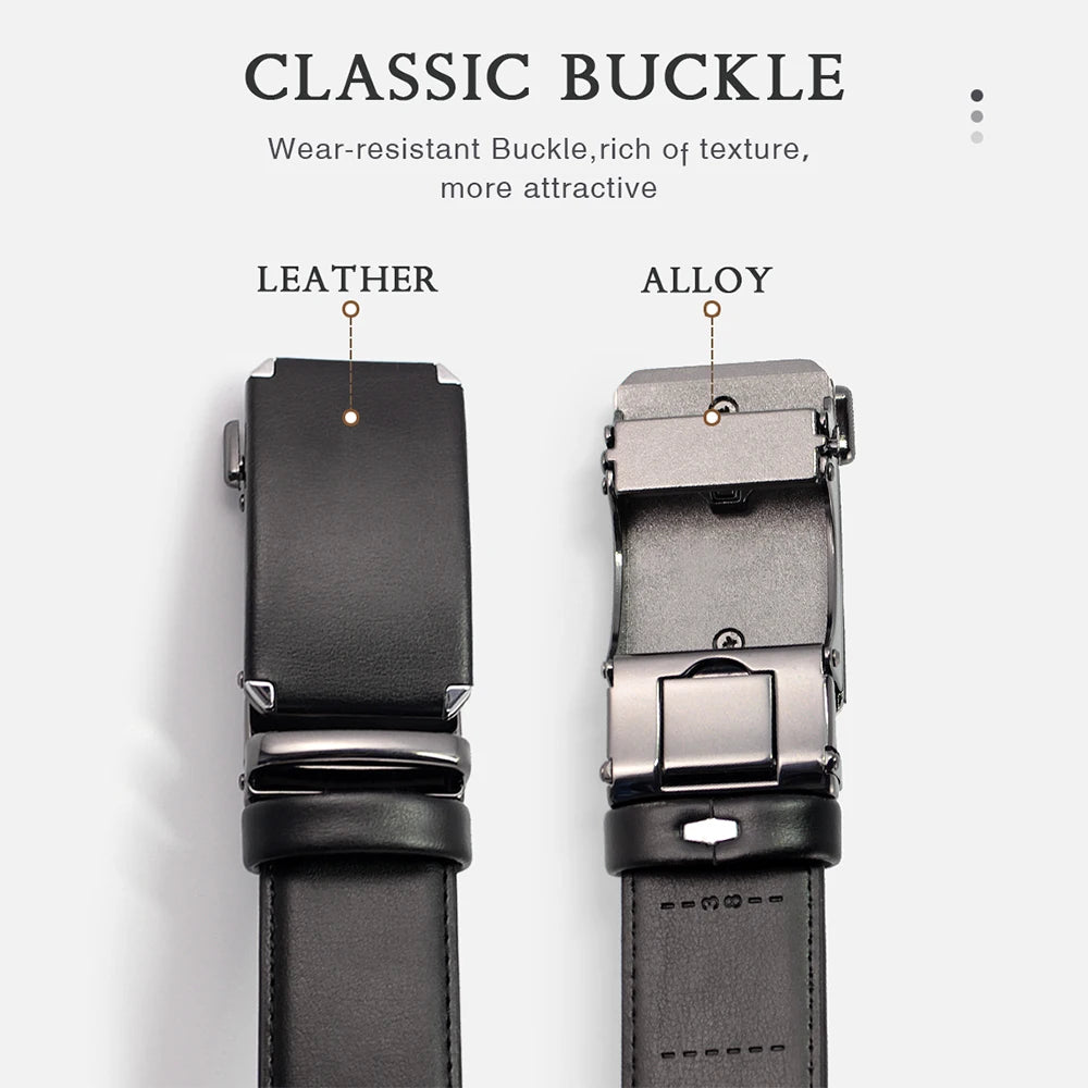 Men Belts Metal Automatic Buckle Brand High Quality Leather Belts for Men Famous Brand Luxury Work Business Strap