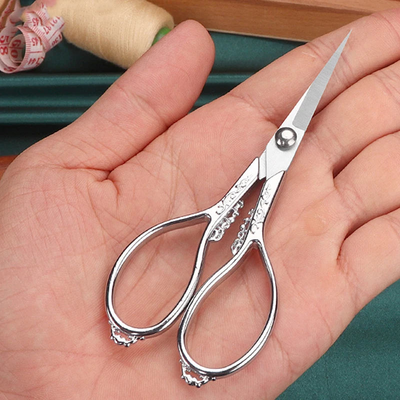 Retro Stainless Steel Tailor Scissors – Crane-Shaped Small Embroidery & Cross-Stitch Scissors for DIY Crafts and Home Use