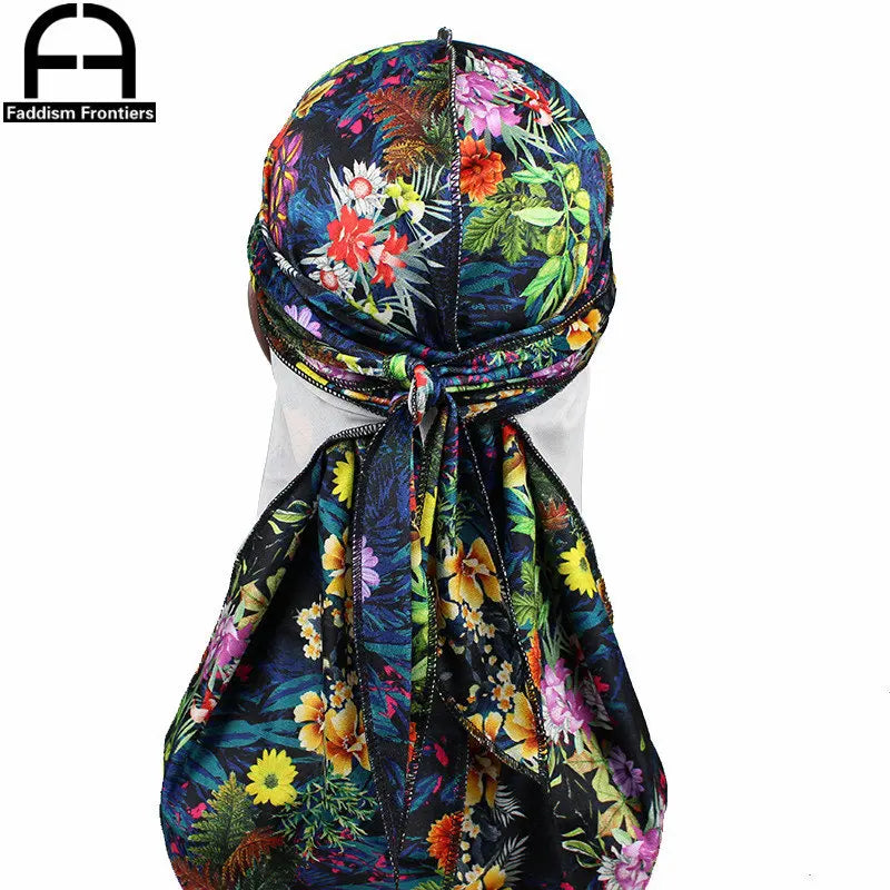 Premium Men’s Leaf Print Velvet Durag – Turban Headwrap Hair Cover Accessory