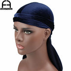 Luxury Men’s Shiny Velvet Durag – Turban Bandana Headwrap Hair Accessory