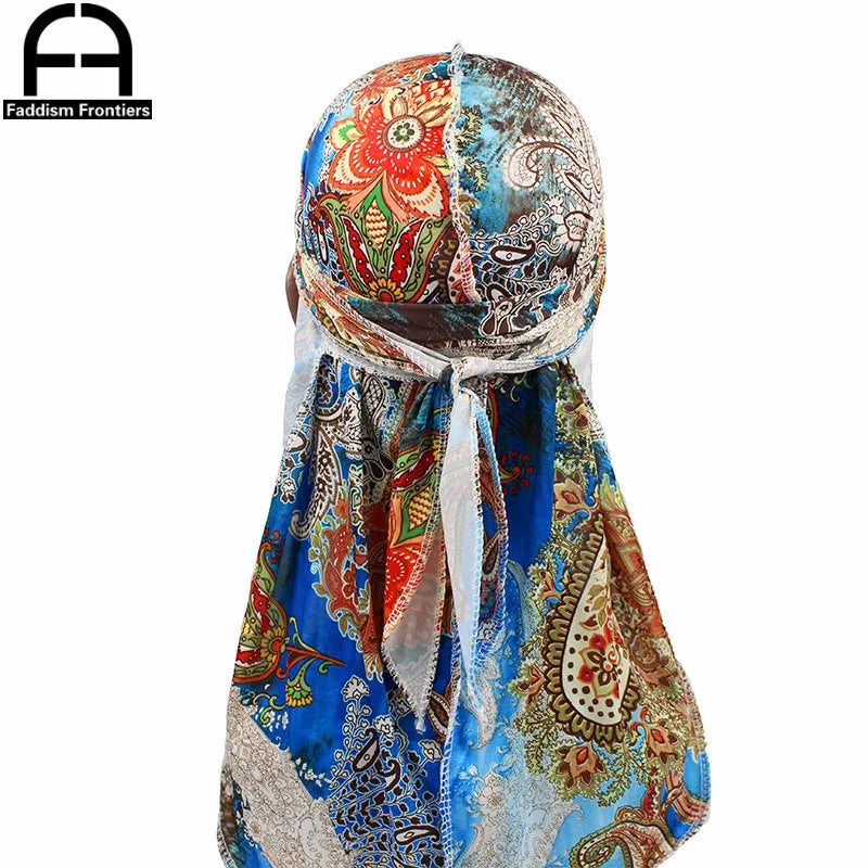 Men’s Fashion Print Silky Durag – Satin Bandana Turban Headwrap Hair Accessory