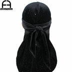 Luxury Men’s Shiny Velvet Durag – Turban Bandana Headwrap Hair Accessory
