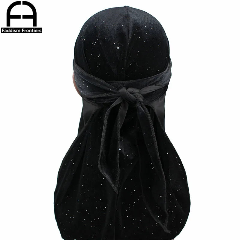 Luxury Men’s Shiny Velvet Durag – Turban Bandana Headwrap Hair Accessory