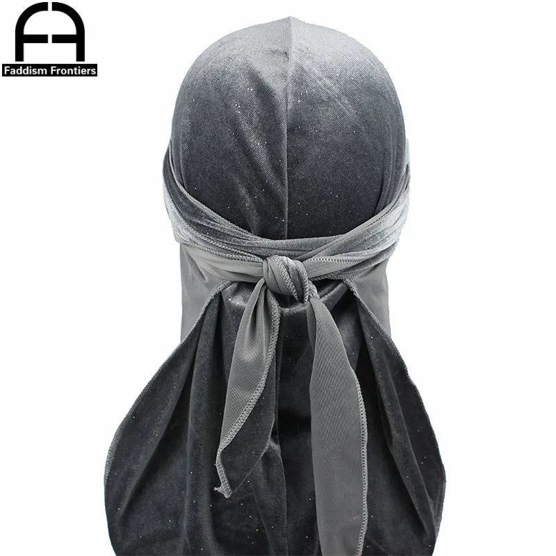 Luxury Men’s Shiny Velvet Durag – Turban Bandana Headwrap Hair Accessory