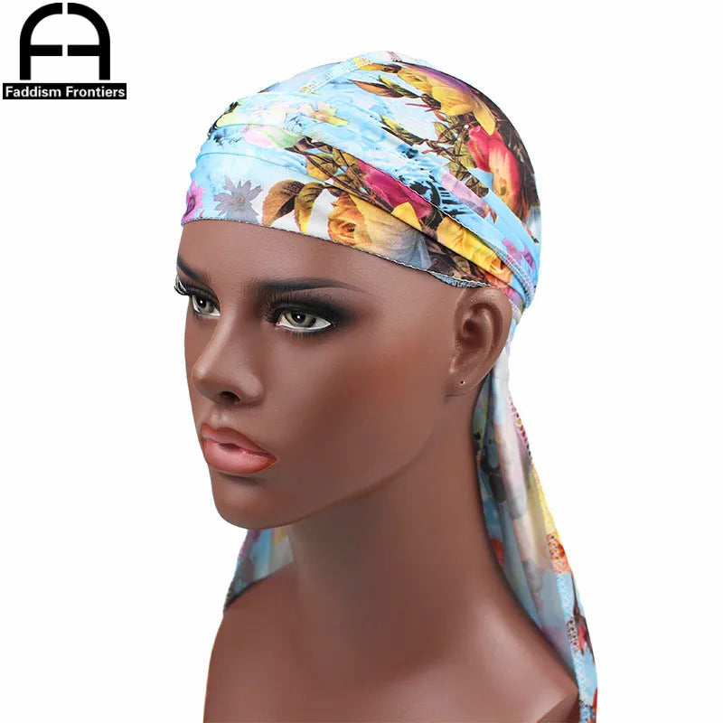 Men’s Fashion Print Silky Durag – Satin Bandana Turban Headwrap Hair Accessory