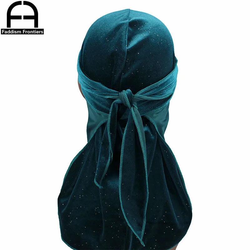 Luxury Men’s Shiny Velvet Durag – Turban Bandana Headwrap Hair Accessory