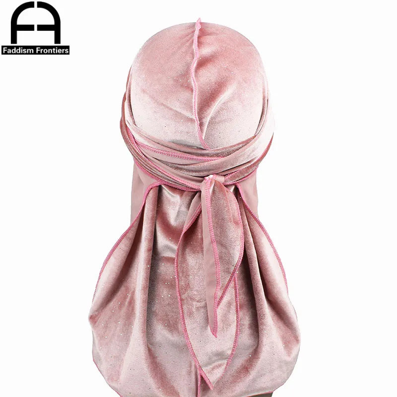 Luxury Men’s Shiny Velvet Durag – Turban Bandana Headwrap Hair Accessory