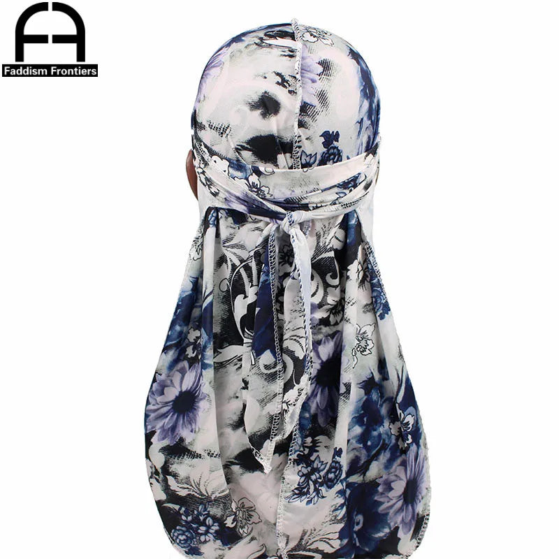 Men’s Fashion Print Silky Durag – Satin Bandana Turban Headwrap Hair Accessory