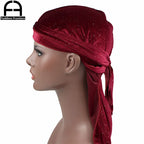 Luxury Men’s Shiny Velvet Durag – Turban Bandana Headwrap Hair Accessory