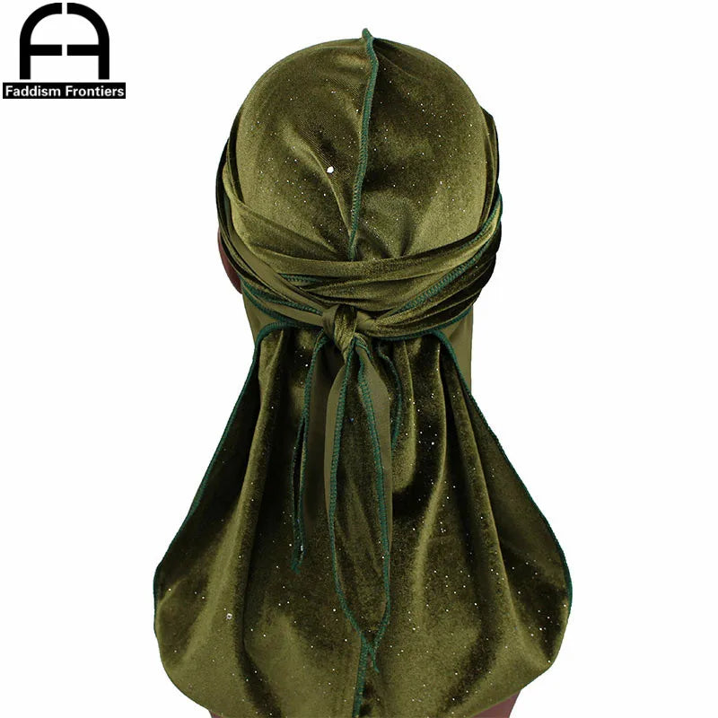 Luxury Men’s Shiny Velvet Durag – Turban Bandana Headwrap Hair Accessory