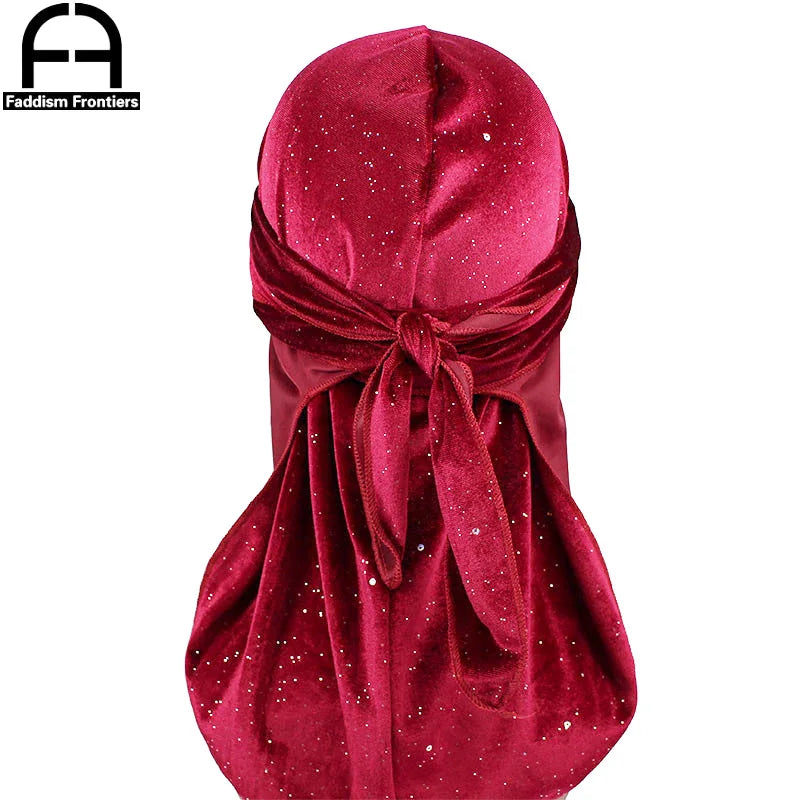 Luxury Men’s Shiny Velvet Durag – Turban Bandana Headwrap Hair Accessory
