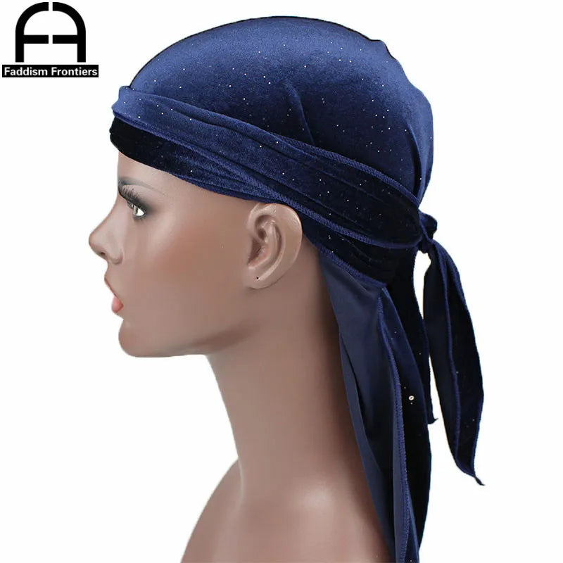 Luxury Men’s Shiny Velvet Durag – Turban Bandana Headwrap Hair Accessory