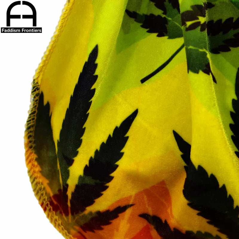 Premium Men’s Leaf Print Velvet Durag – Turban Headwrap Hair Cover Accessory