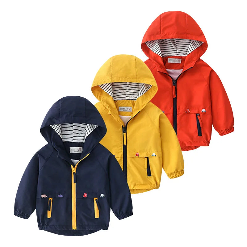 Boys Spring & Autumn Hooded Windbreaker – Kids Lightweight Jacket (2–7 Years)