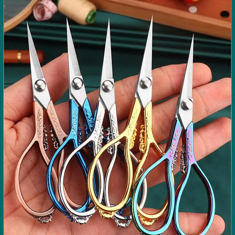 Retro Stainless Steel Tailor Scissors – Crane-Shaped Small Embroidery & Cross-Stitch Scissors for DIY Crafts and Home Use
