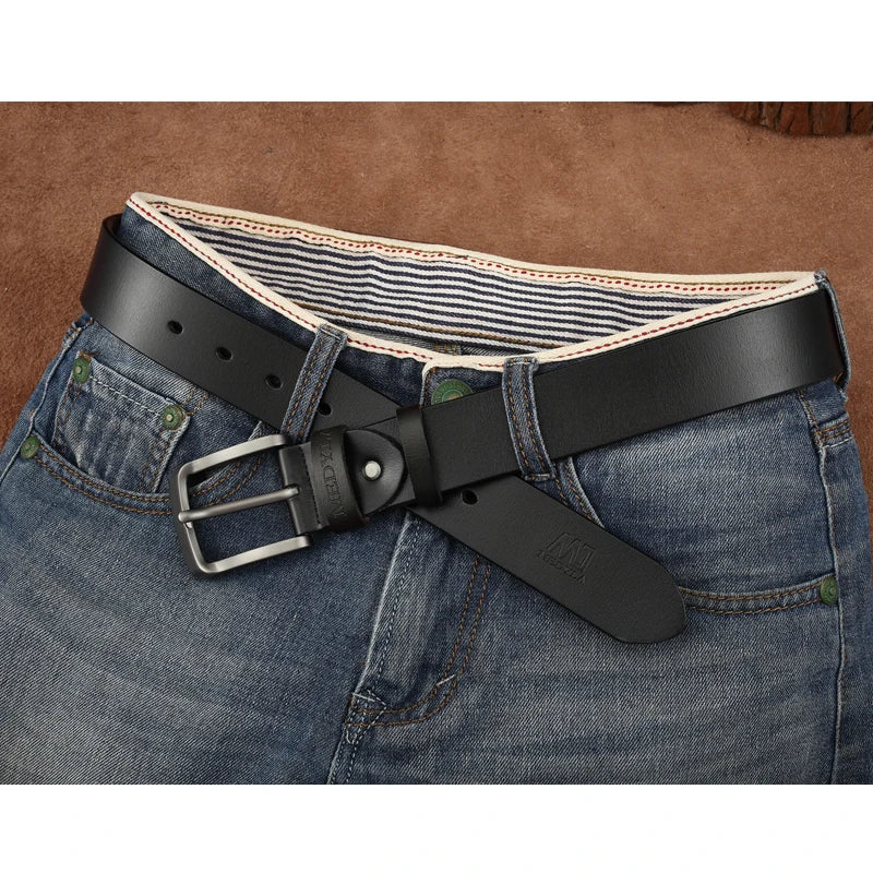 MEDYLA Men Belts Cow Leather Jeans Waistband Genuine Leather Male Belt Soft Alloy Pin Buckle Men's Belt