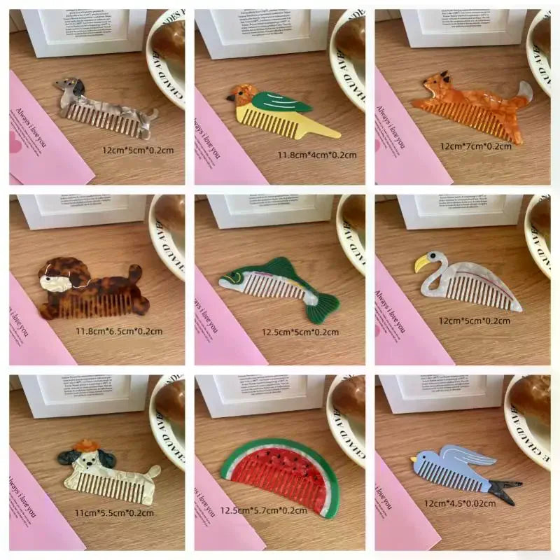 Creative Cartoon Anti-Static Acetate Hair Comb – Cute and Lovely Hairdressing Accessory for Hair Care and Scalp Massage