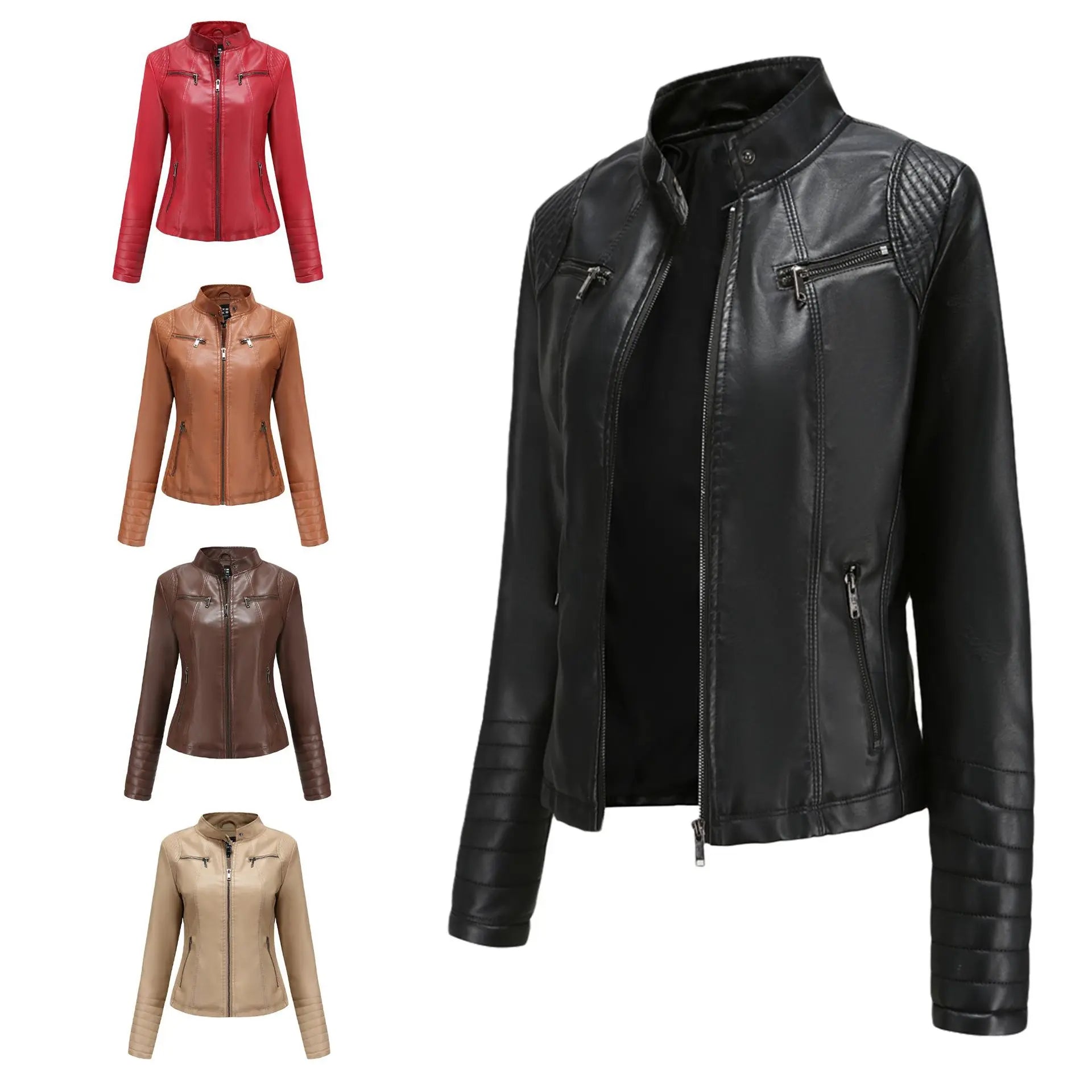 2026 Spring Women’s Leather Moto Jacket – Sleek, Cropped & Modern