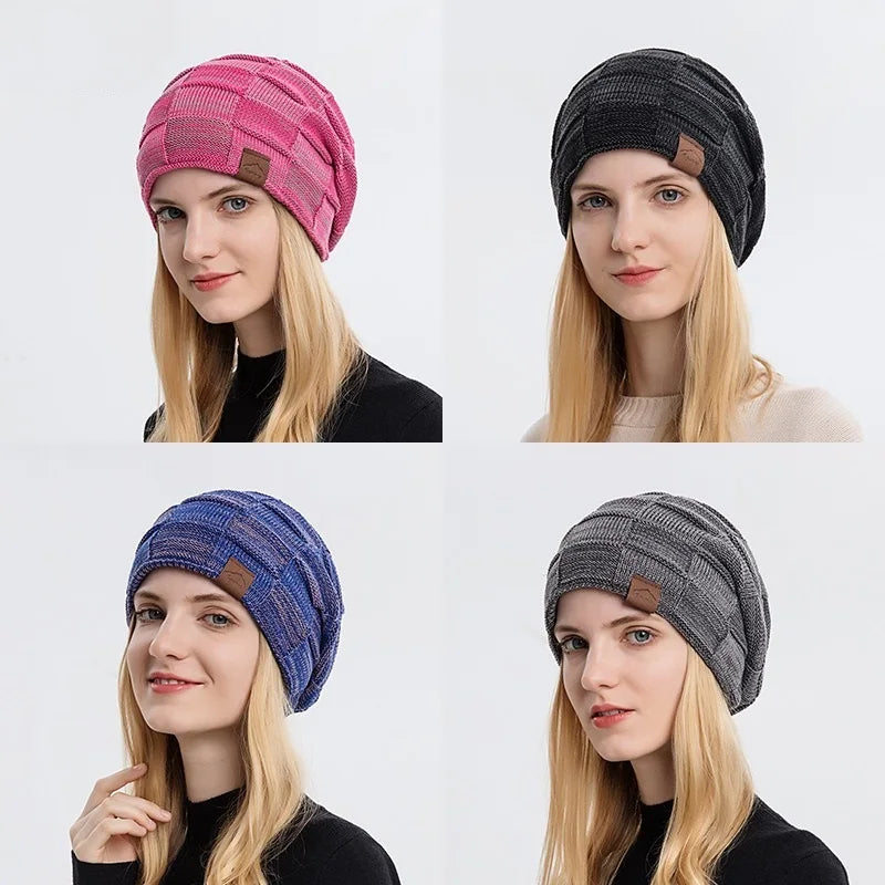 Women’s Winter Hot Sale Hat – Fashionable Slouchy Warm Multicolor Knitted Beanie, Trendy Design