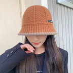 Thick Knitted Bucket Hat for Women – Warm Fisherman Beanie, Cold-Proof Casual Panama Cap for Fall & Winter”