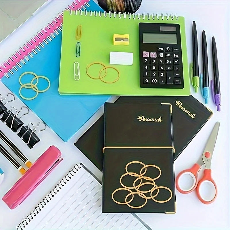 Solid Color Elastic Rubber Bands – 100pcs Durable Multi-Purpose Bands for Office, School & Home Organization