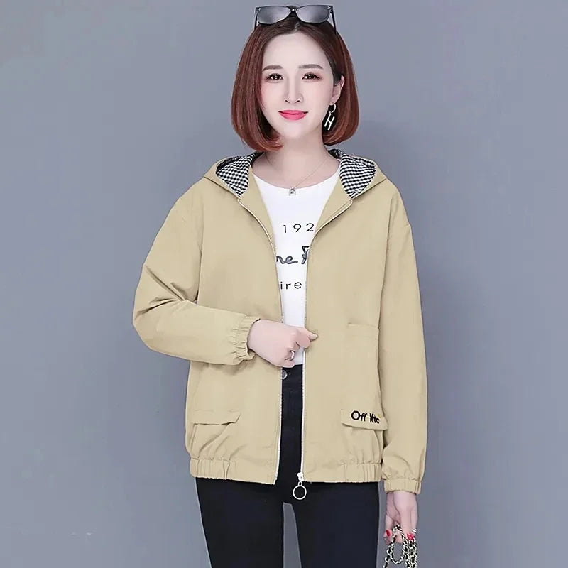 New Women’s Spring & Autumn Windbreaker – Korean Loose Casual Hooded Jacket