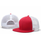 Unisex Flat-Brim Snapback Cap – Hip Hop Baseball Hat with Rivet Detail & Mesh Visor