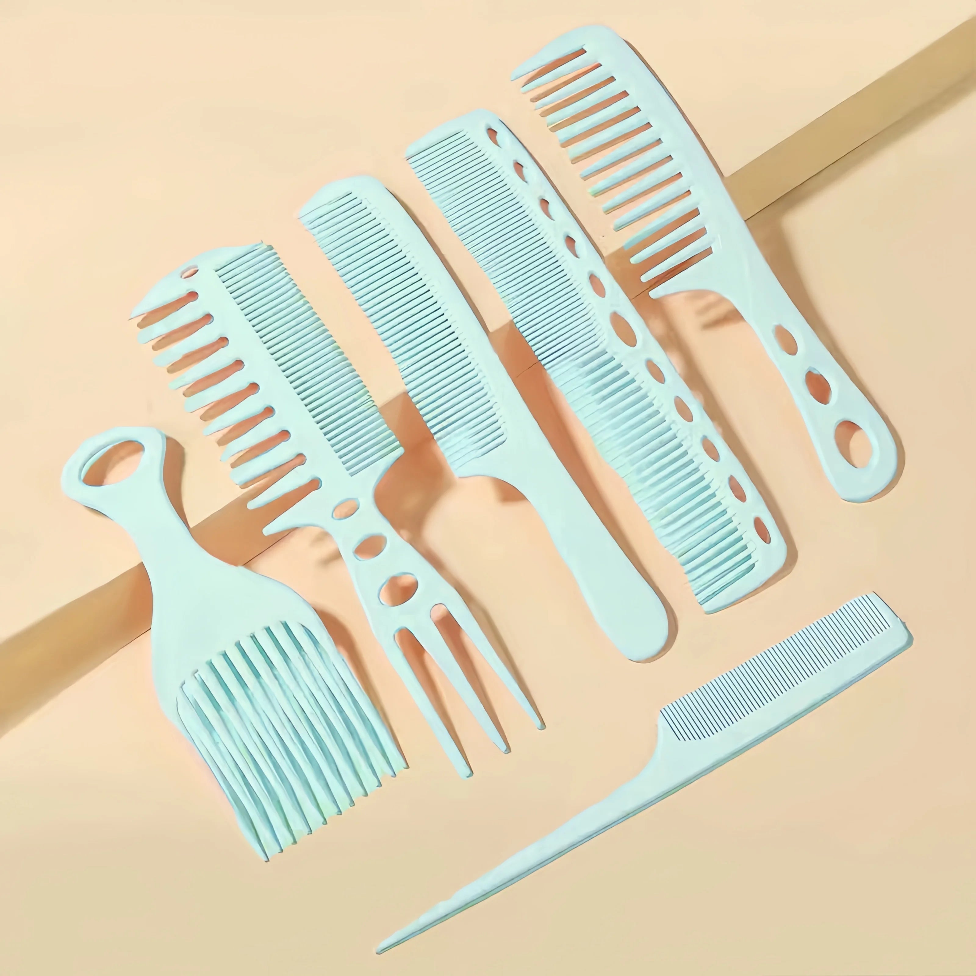 6pcs Hairdressing Brush and Comb Set – Black Salon Styling Tools for Men and Women