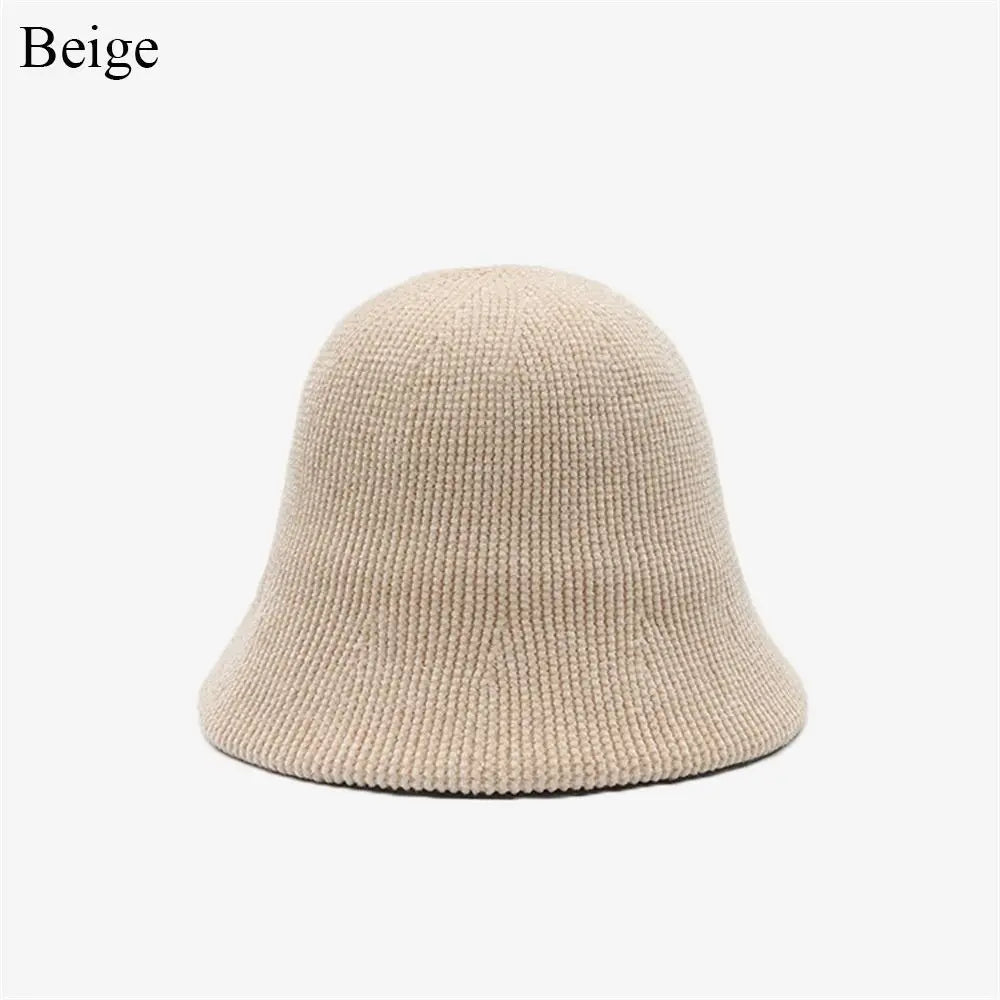 Thick Knitted Bucket Hat for Women – Warm Fisherman Beanie, Cold-Proof Casual Panama Cap for Fall & Winter”
