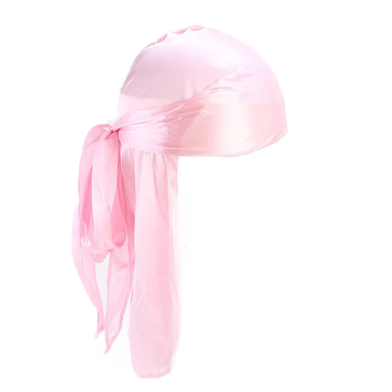 Unisex Satin Long-Tail Durag – Silky Turban, Pirate Hat & Headwrap for Men & Women