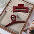 Burgundy Glossy Square Hair Clip – Large, Chic Hairpin for Daily Wear