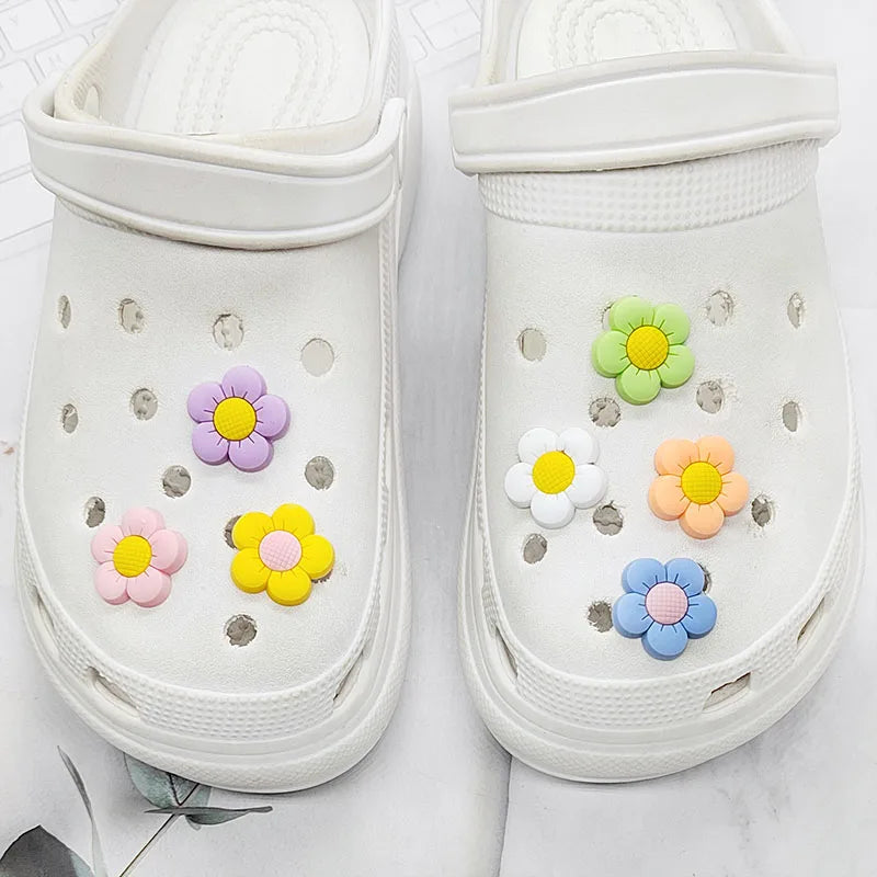Cute Colorful Flower Shoe Charms for Crocs – PVC Clog Accessories & Wristband Decorations