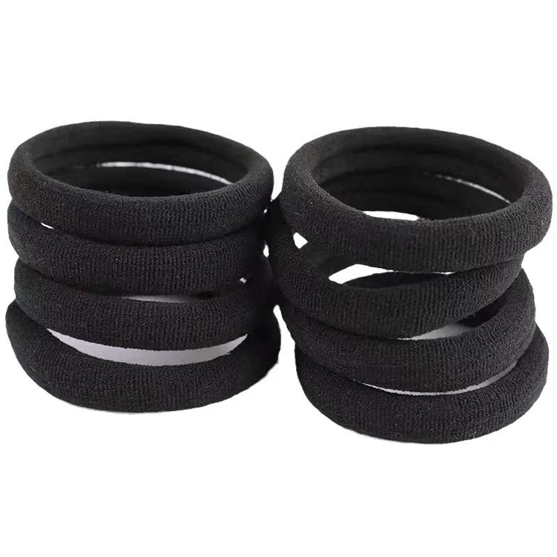 50/100 Black High-Elastic Hair Bands for Women and Girls – Ponytail Holders and Hair Ties