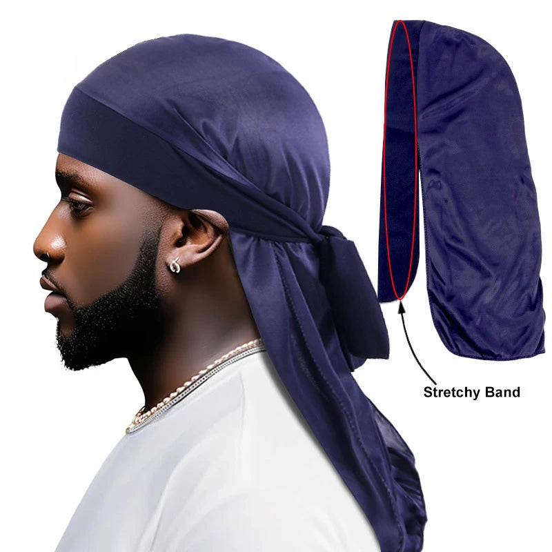 Ripped Long-Tail Pirate Hat for Men & Women – Elastic Hip-Hop Durag Headwrap