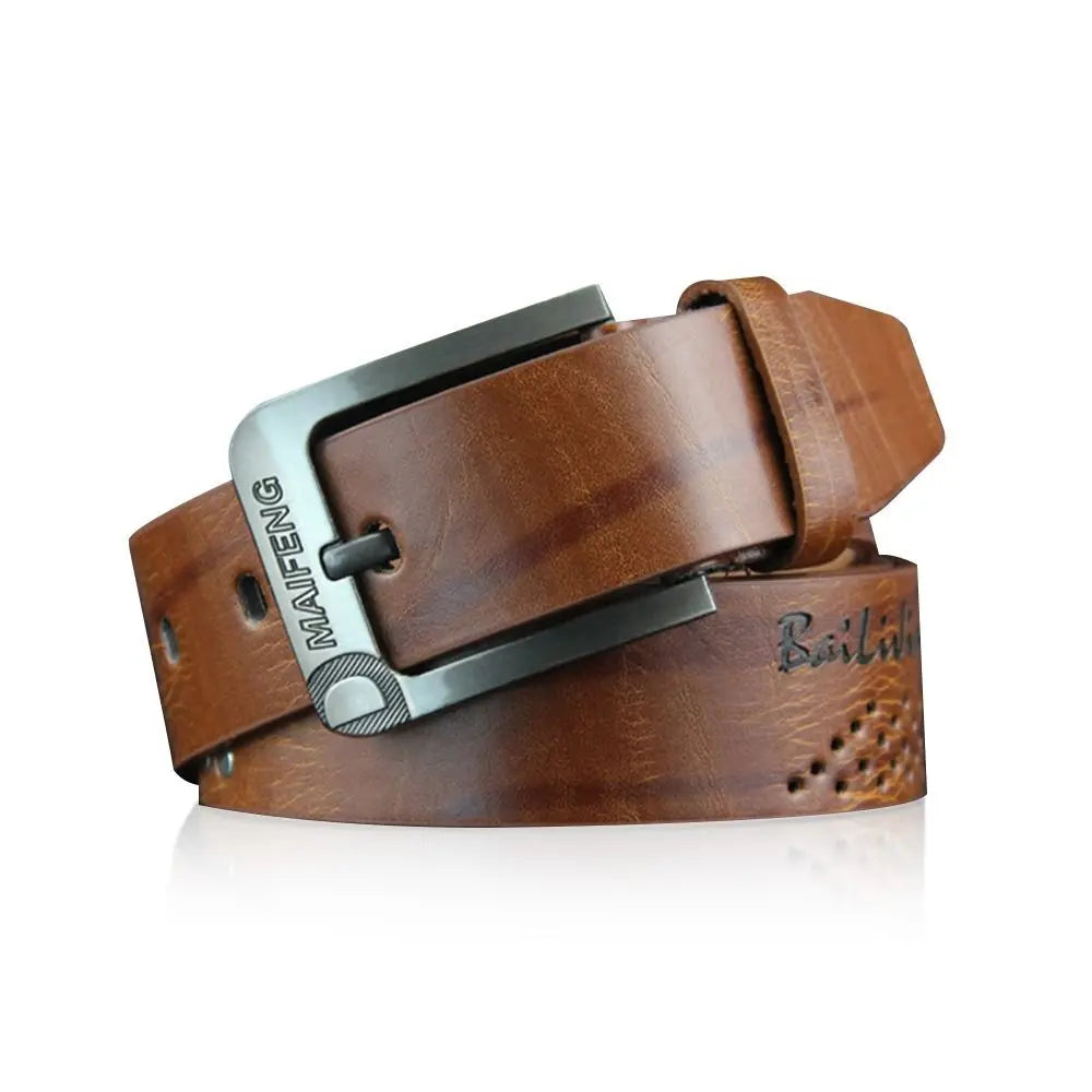 High-Quality Vintage Leather Belt with Practical Pin Buckle for Casual Pants
