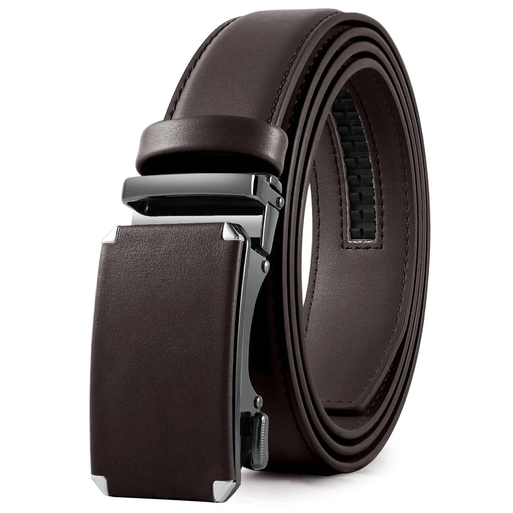Men Belts Metal Automatic Buckle Brand High Quality Leather Belts for Men Famous Brand Luxury Work Business Strap