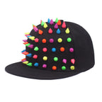 Unisex Flat-Brim Snapback Cap – Hip Hop Baseball Hat with Rivet Detail & Mesh Visor