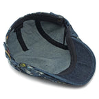 Unisex Floral Beret – Washed Cotton Denim Artist Painter Hat for Men & Women, Spring & Autumn