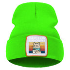 Hip Hop Coffee Cats Beanie – Unisex Knitted Cotton Hat, Casual Warm Skull Cap for Men and Women, Outdoor Style