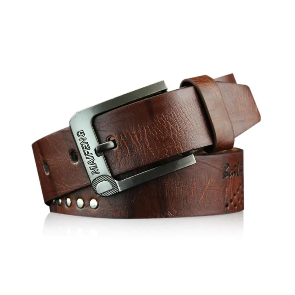 High-Quality Vintage Leather Belt with Practical Pin Buckle for Casual Pants