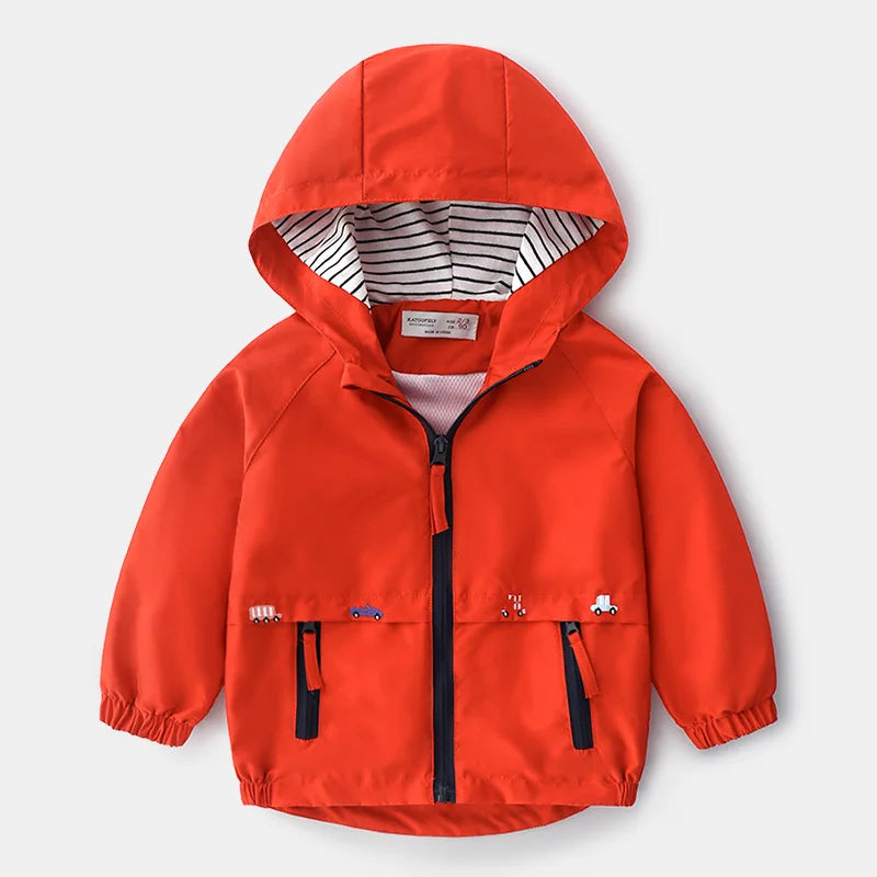 Boys Spring & Autumn Hooded Windbreaker – Kids Lightweight Jacket (2–7 Years)