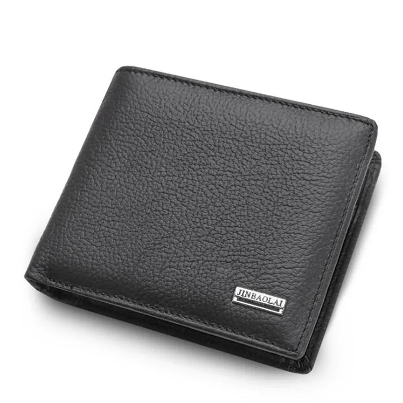Vintage Short Men Wallets Genuine Leather Credit Card Holder Waterproof Men Purse Classic Coin Pocket Black Male Wallet