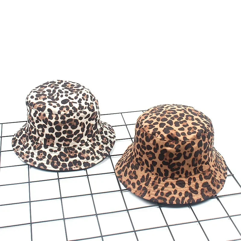 Leopard Print Bucket Hat – Women’s Outdoor Travel & Sun Cap for Autumn & Winter