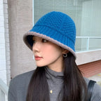 Thick Knitted Bucket Hat for Women – Warm Fisherman Beanie, Cold-Proof Casual Panama Cap for Fall & Winter”