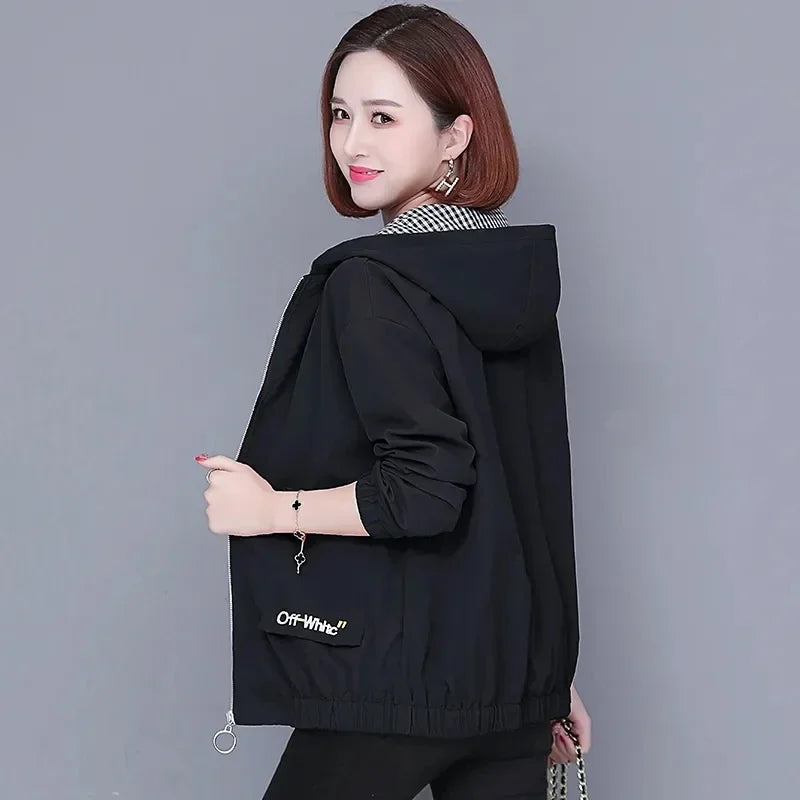New Women’s Spring & Autumn Windbreaker – Korean Loose Casual Hooded Jacket