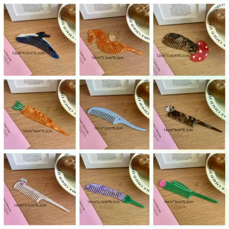 Creative Cartoon Anti-Static Acetate Hair Comb – Cute and Lovely Hairdressing Accessory for Hair Care and Scalp Massage